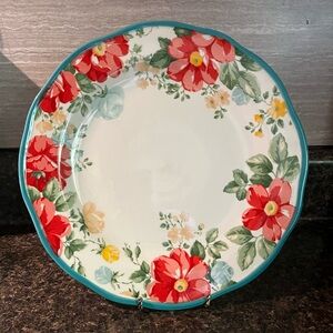The Pioneer Woman Floral Plate with Red and Green Accents